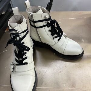 All Saints White and Black Combat Boots